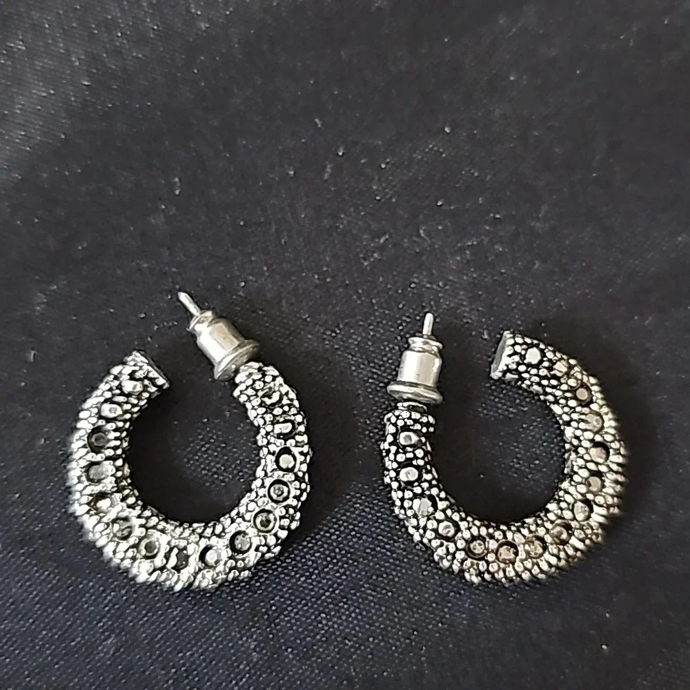 Silver earrings with bling